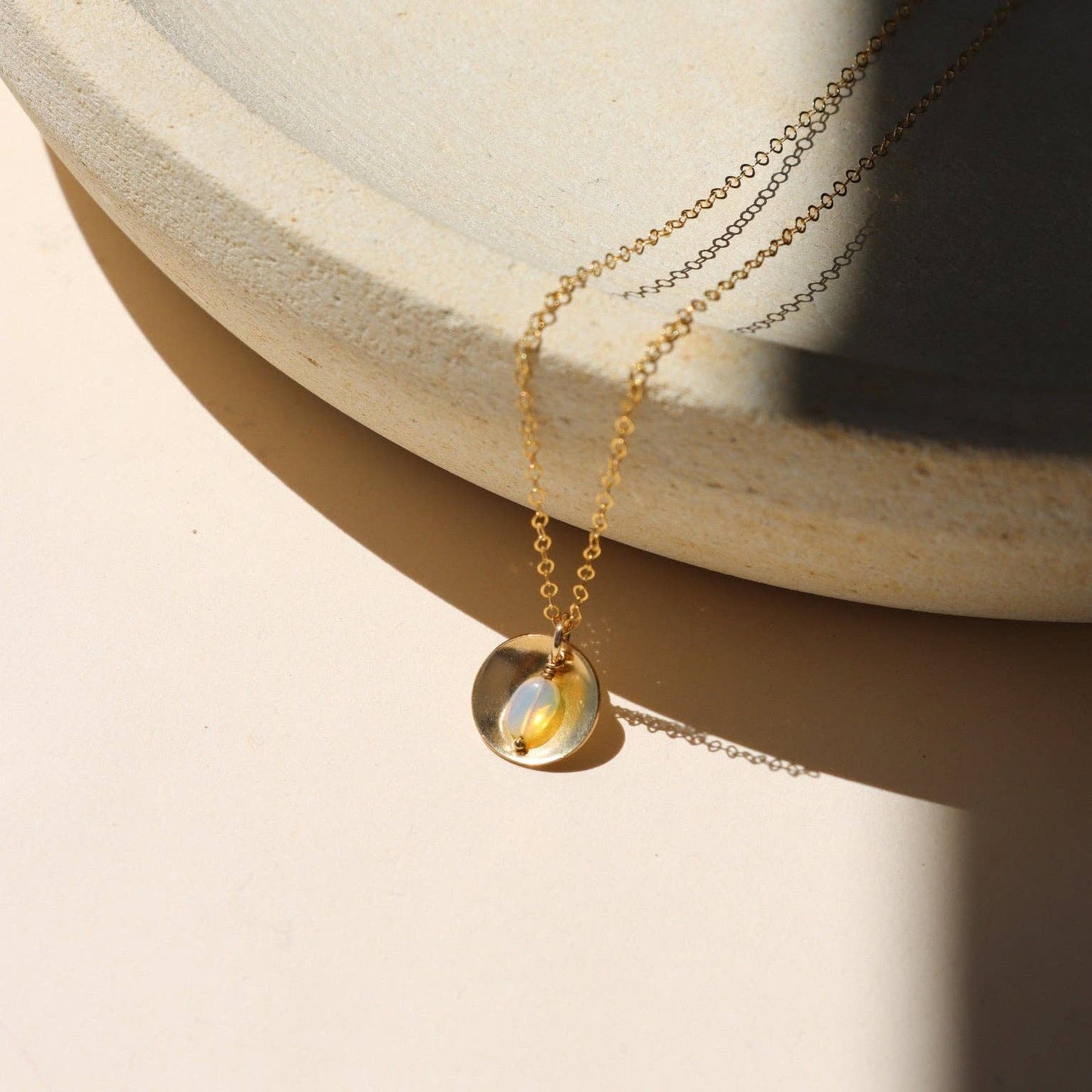 Cove Necklace with Opal Drop: Sterling Silver / 16"