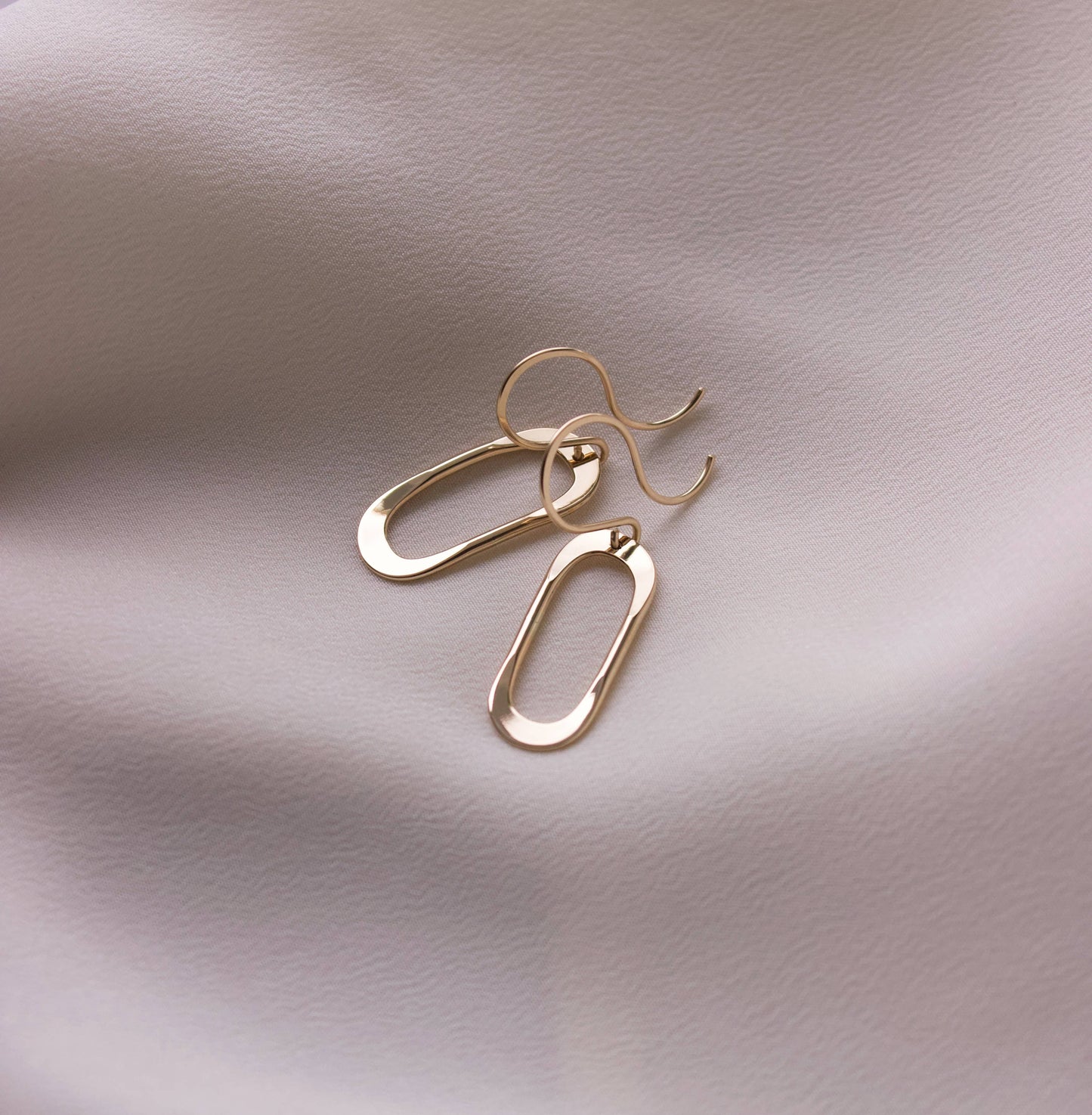 Soft Oval Earrings, Handmade 14K Gold Fill, Sterling Silver : Gold Fill / Bronze