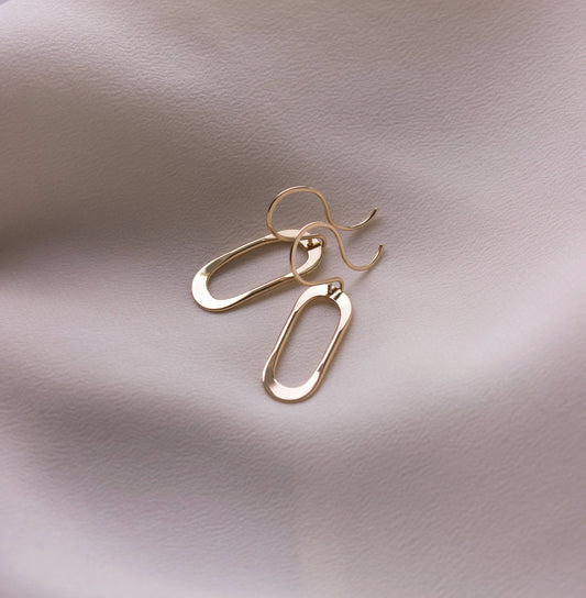 Soft Oval Earrings, Handmade 14K Gold Fill, Sterling Silver : Gold Fill / Bronze