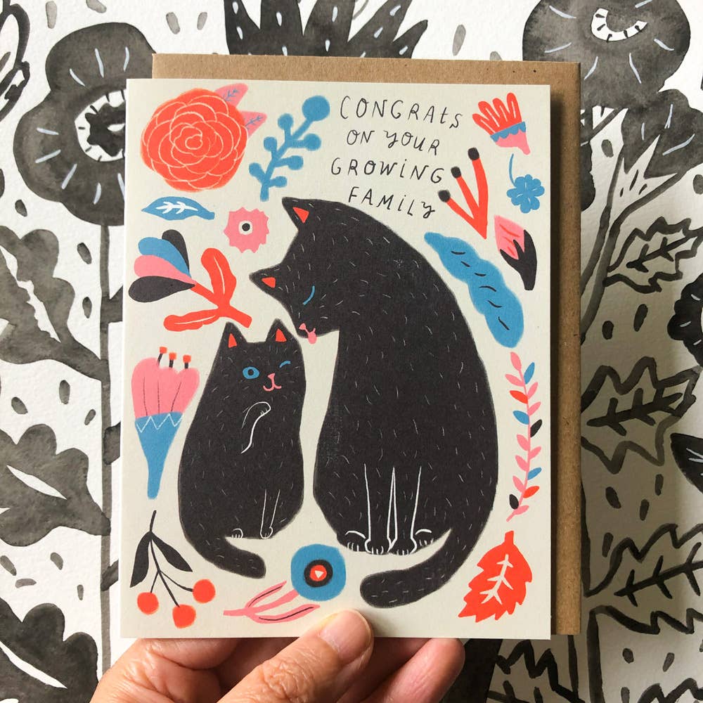 Kitty Congrats on Your Growing Family Baby Greeting Card