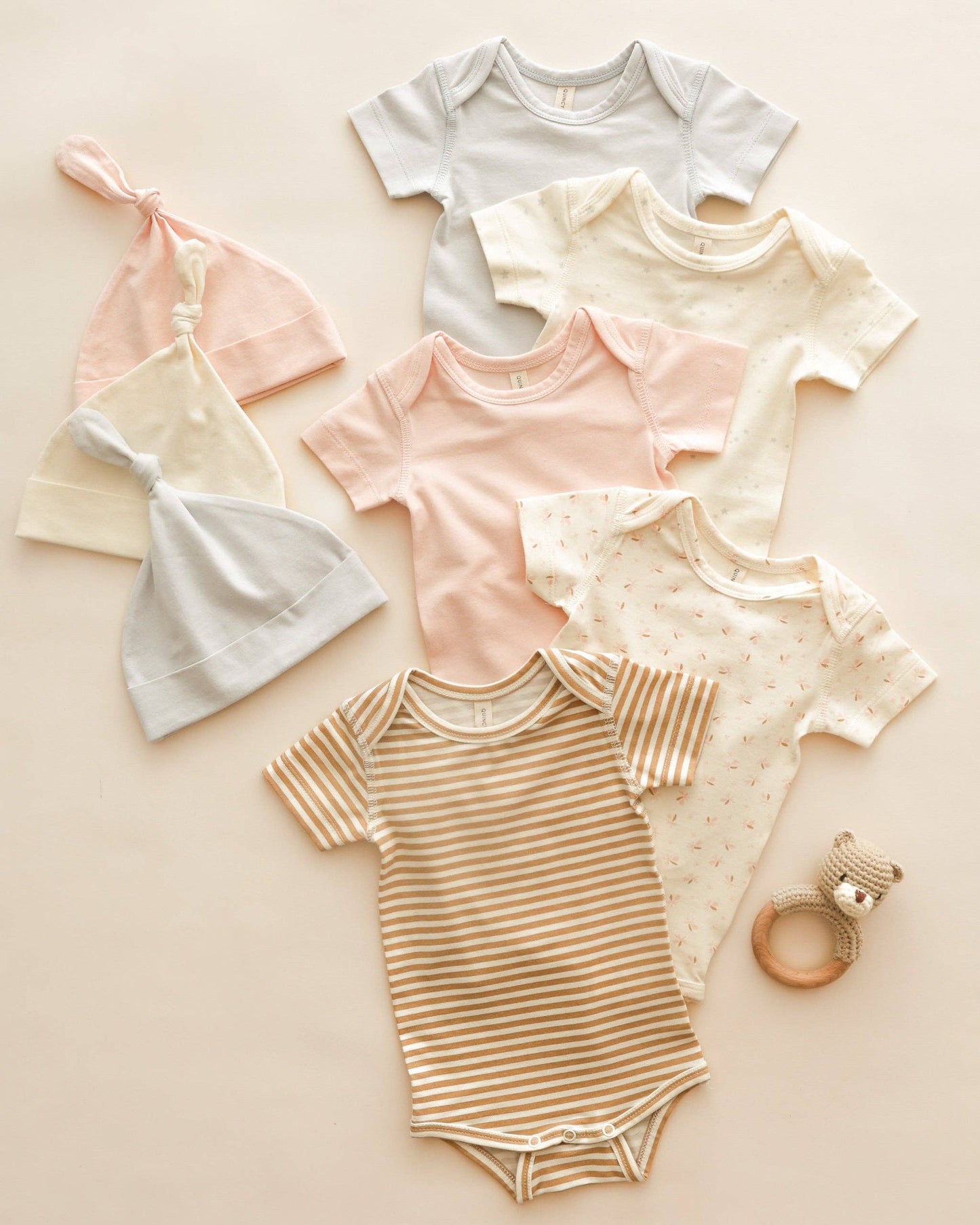 Short Sleeve One-Piece Honey Stripe: 6-12M