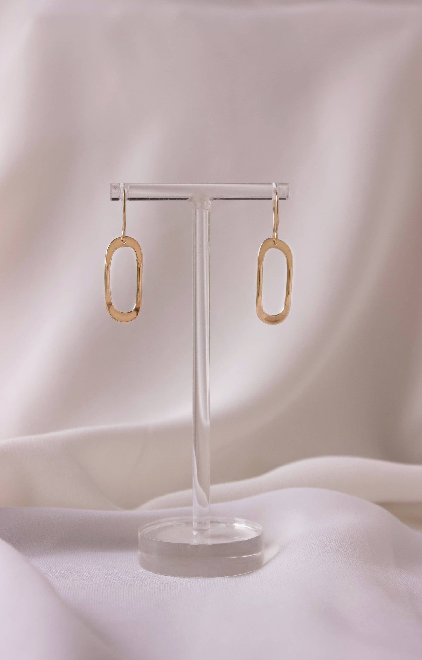 Soft Oval Earrings, Handmade 14K Gold Fill, Sterling Silver : Gold Fill / Bronze