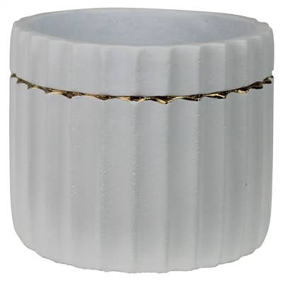 Skylar Cement Pot | White & Gold