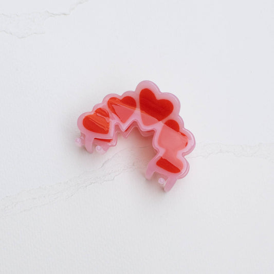 Eco Arch Shape Heart Claw Hair Clip | Pink/Red