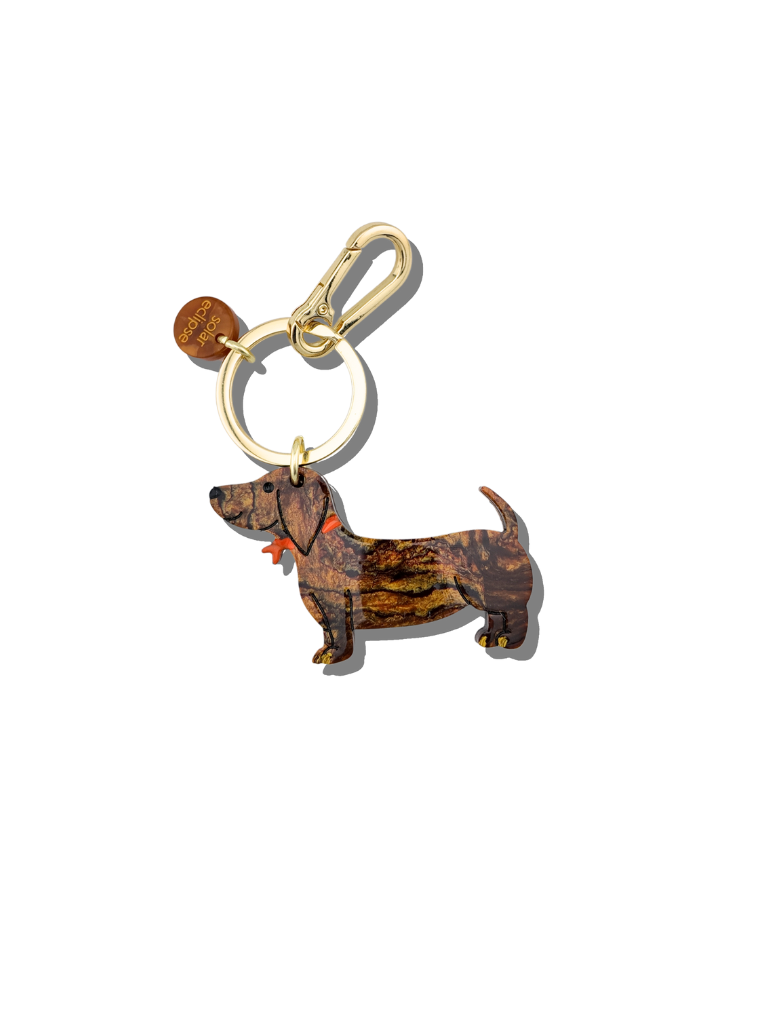 Hand-painted Dachshund Dog Bag Charm + Keychain| Eco-Friendly