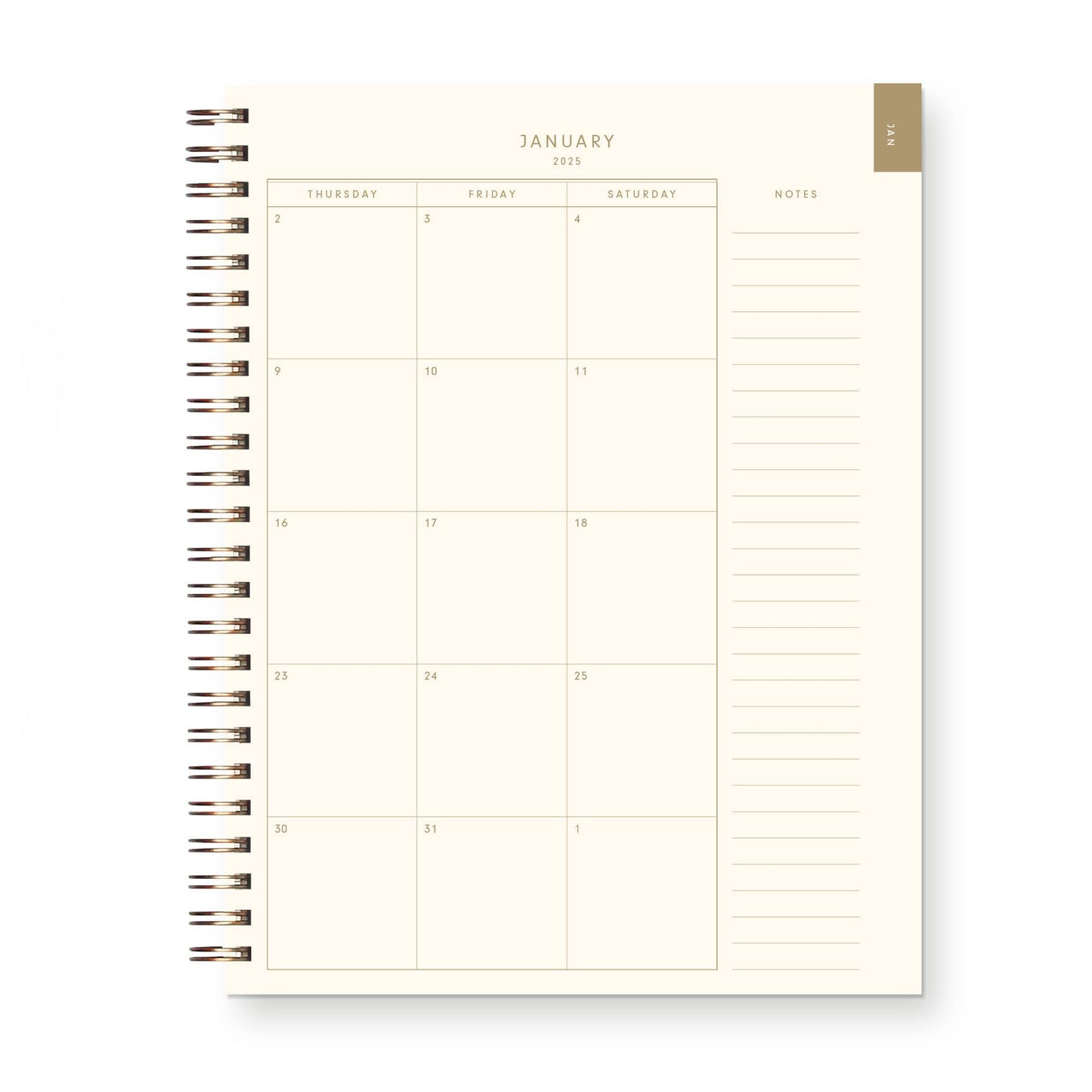 2025 Bold Dated Calendar Year Weekly Planner | Forest Green