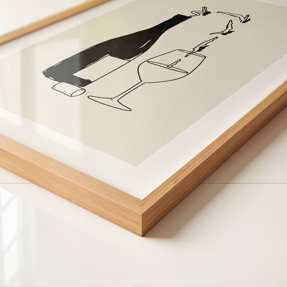 "Wine Bottle Dive" Minimal Fine Art Giclée Print: Medium