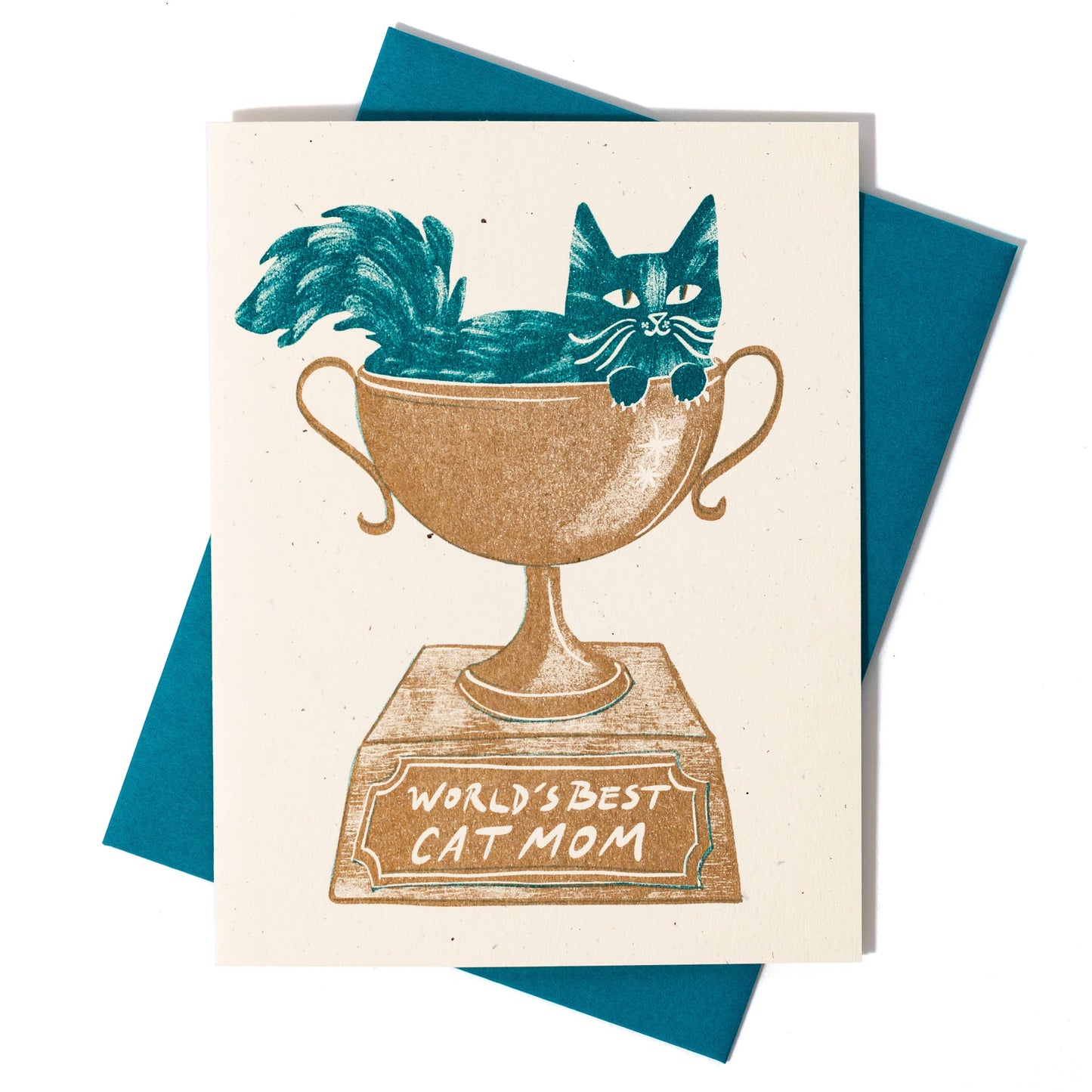 World's Best Cat Mom - Risograph Mother's Day Card