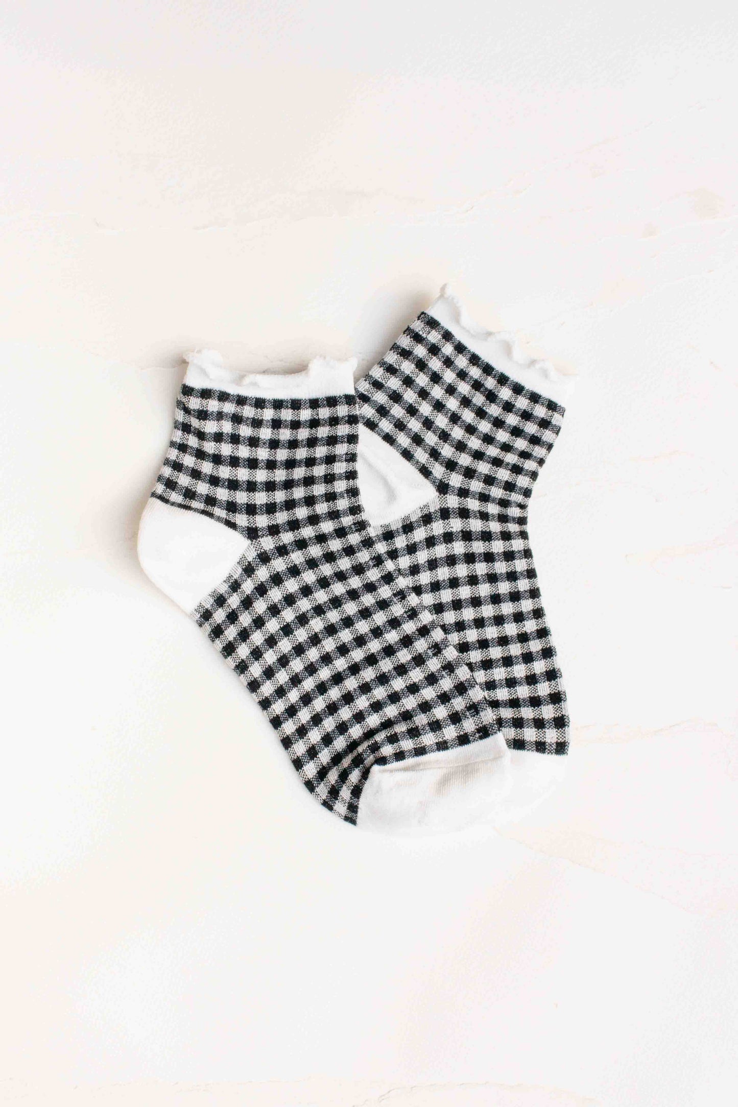 Pastel Gingham Ruffle Ankle Socks: Green