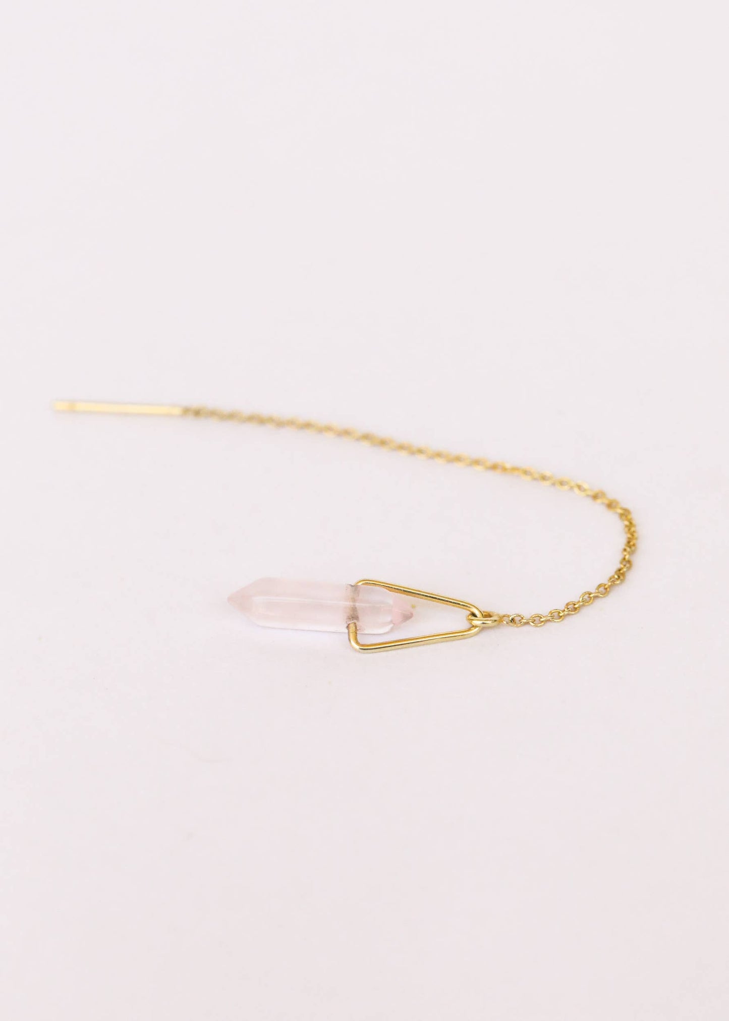 Threader - Rose Quartz - Gold Earrings