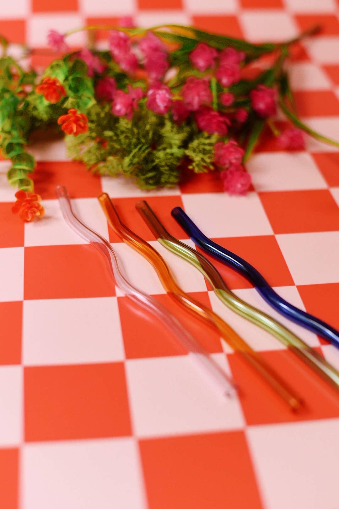 Wavy Glass Straws: Emerald