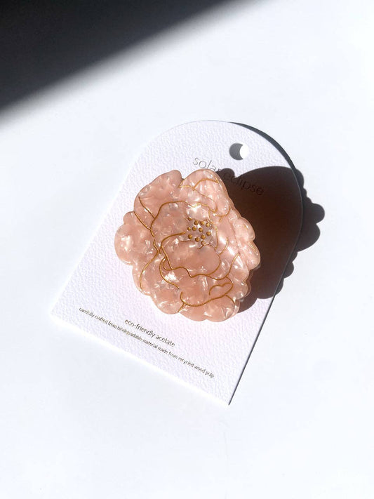 Hand-Painted Eco-Friendly Hair Claw Clip | Peony Flower