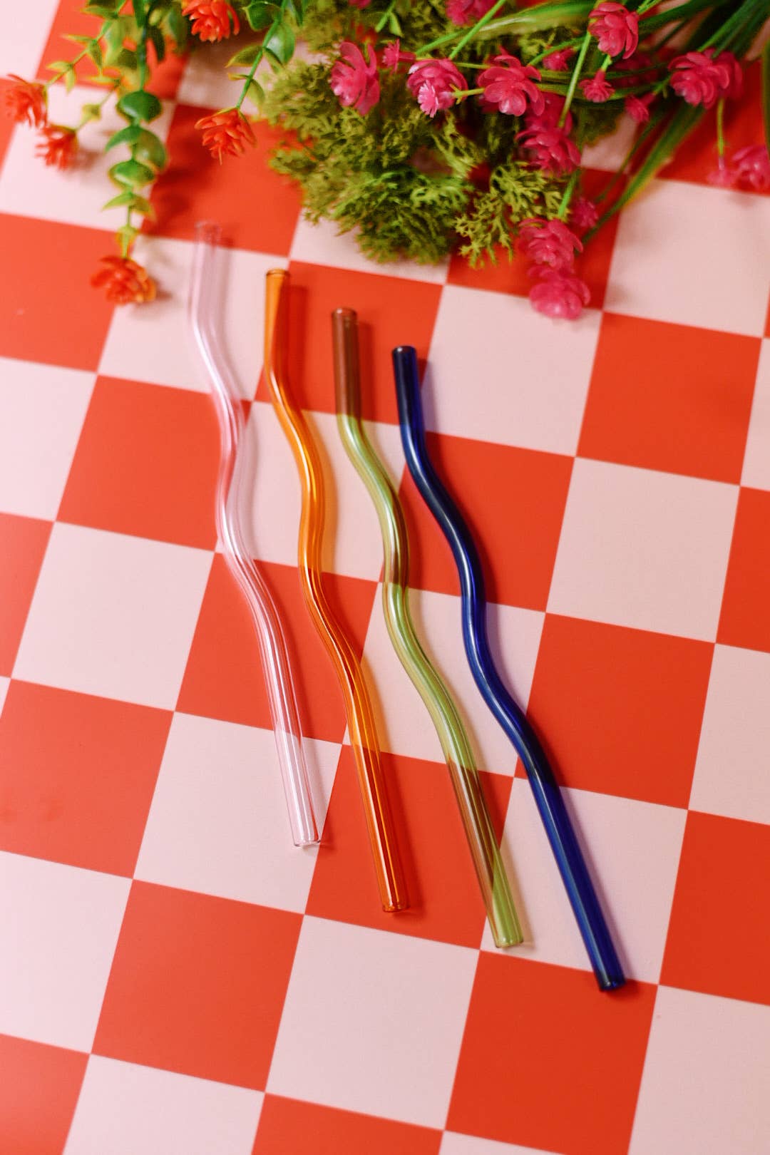 Wavy Glass Straws: Emerald