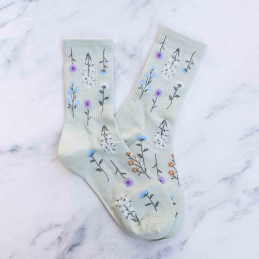 Women's Botanical Garden Casual Socks: Sage