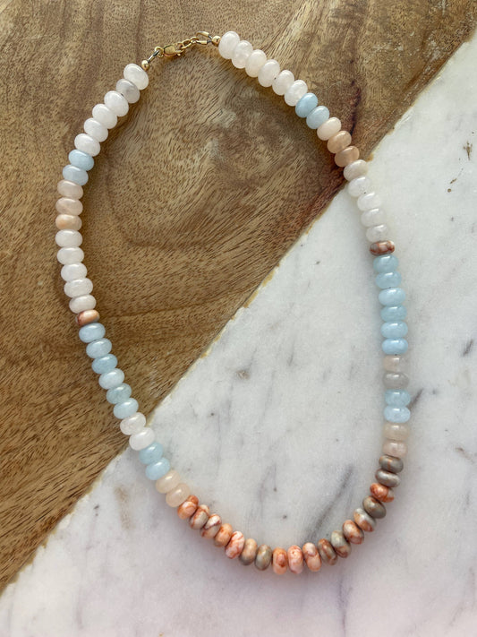 Rowan Necklace | Light Blue/Peach/Ivory