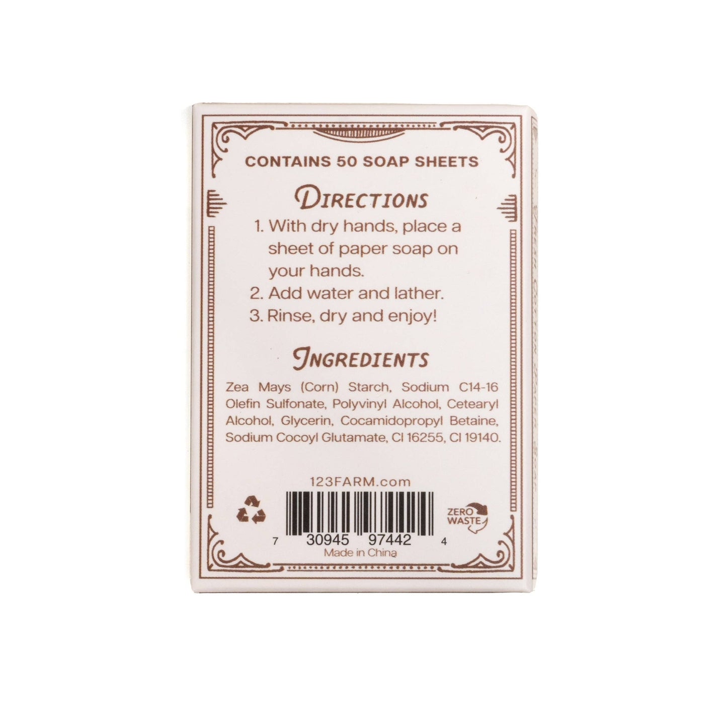 Paper Soap | Fresh Cotton Scent, 50 Sheets