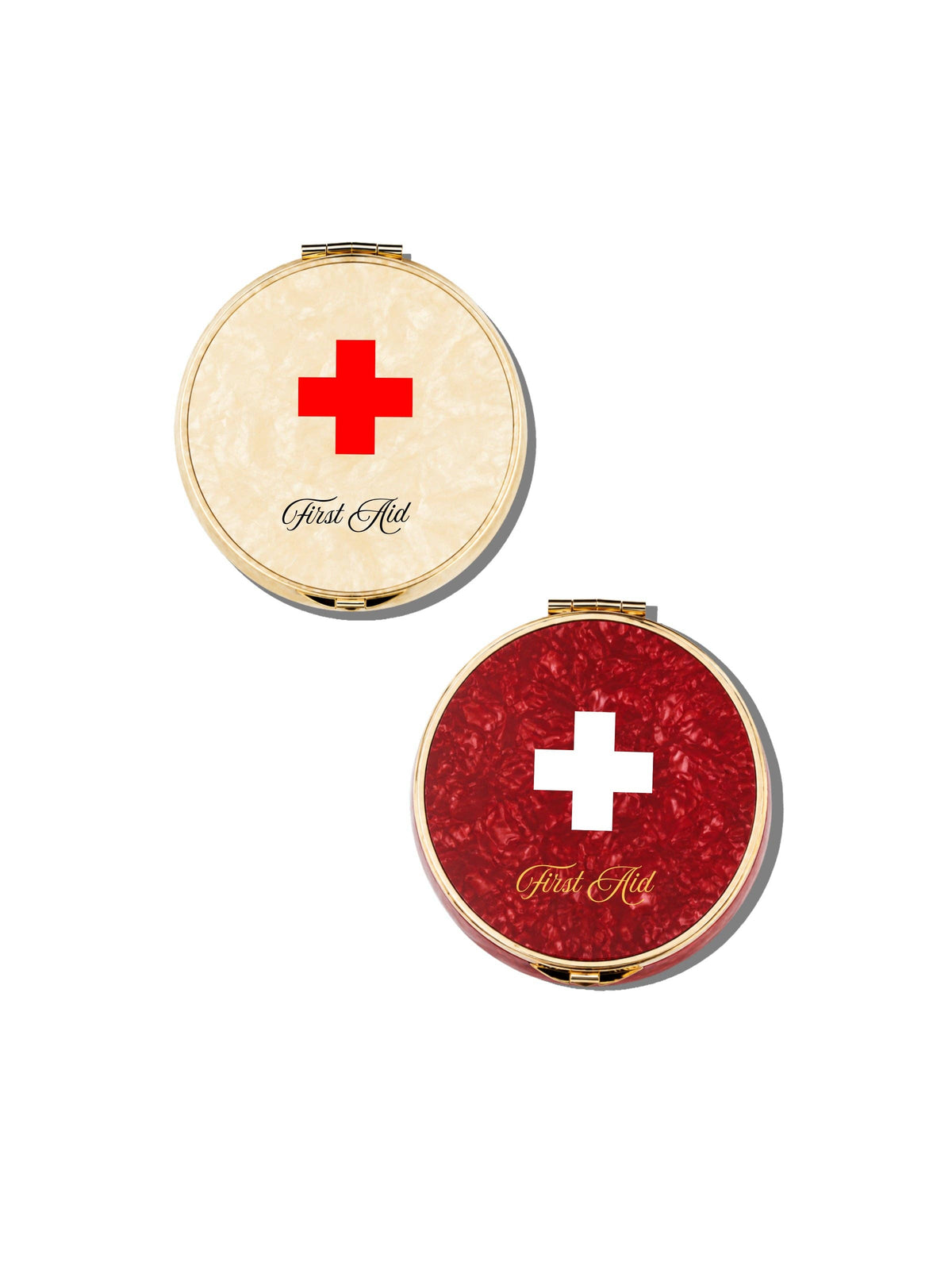 Hand-painted Vintage Drugs Handbag Hero Pill Compact: Cream