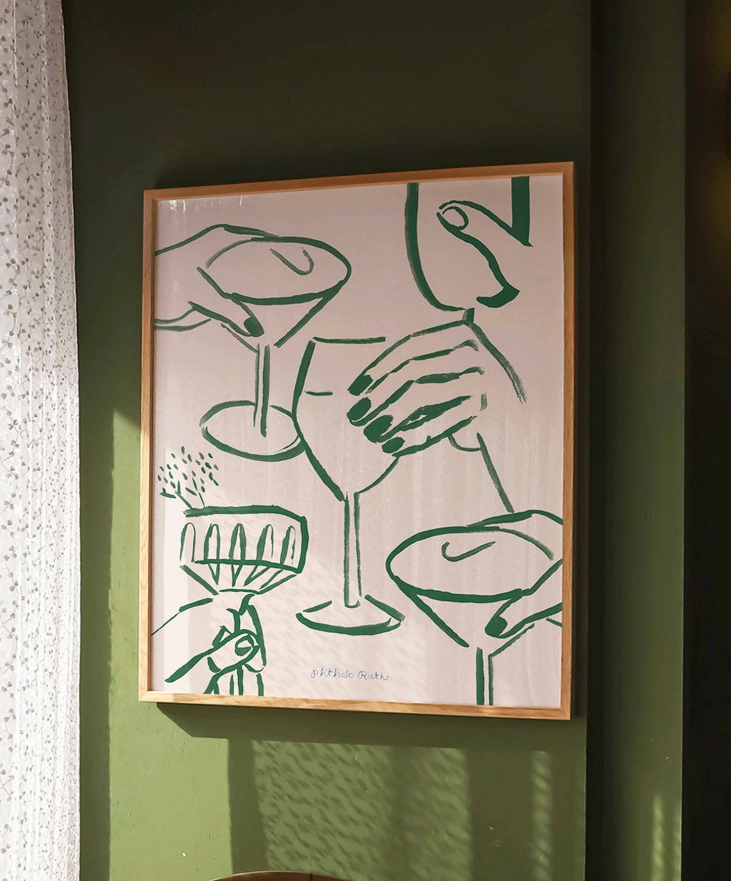Cheers Cocktail Print: Green / 11 x 14