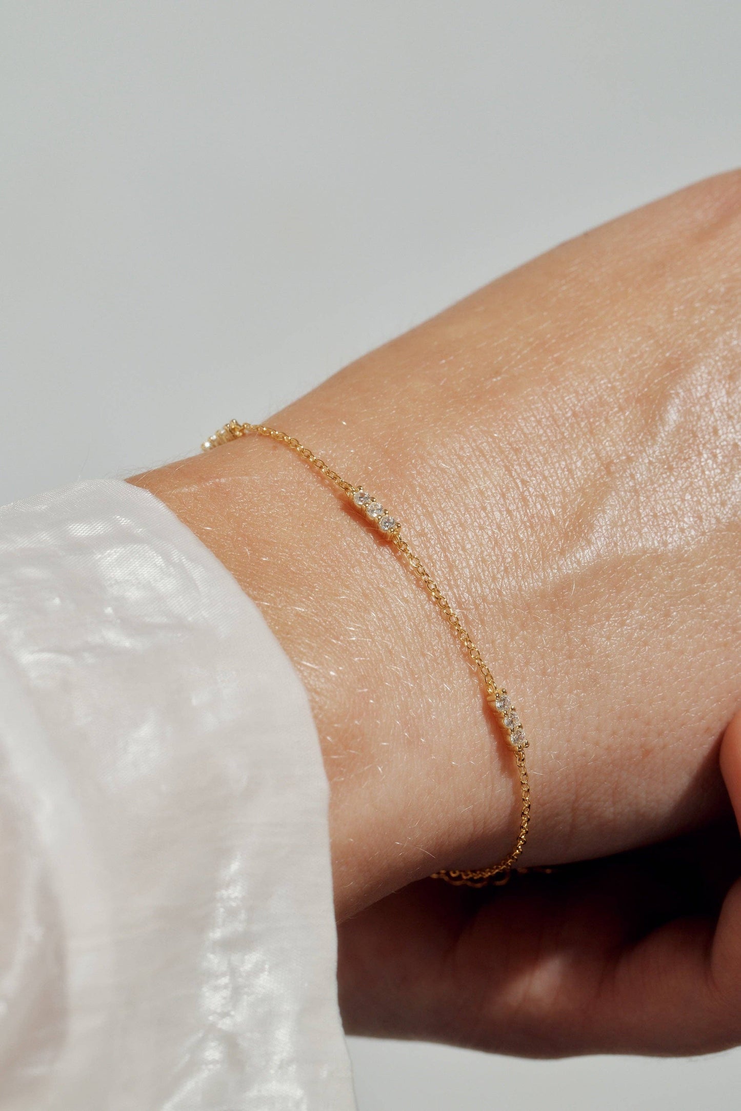 Finn 14K Gold Vermeil Triple CZ Bar Bracelet