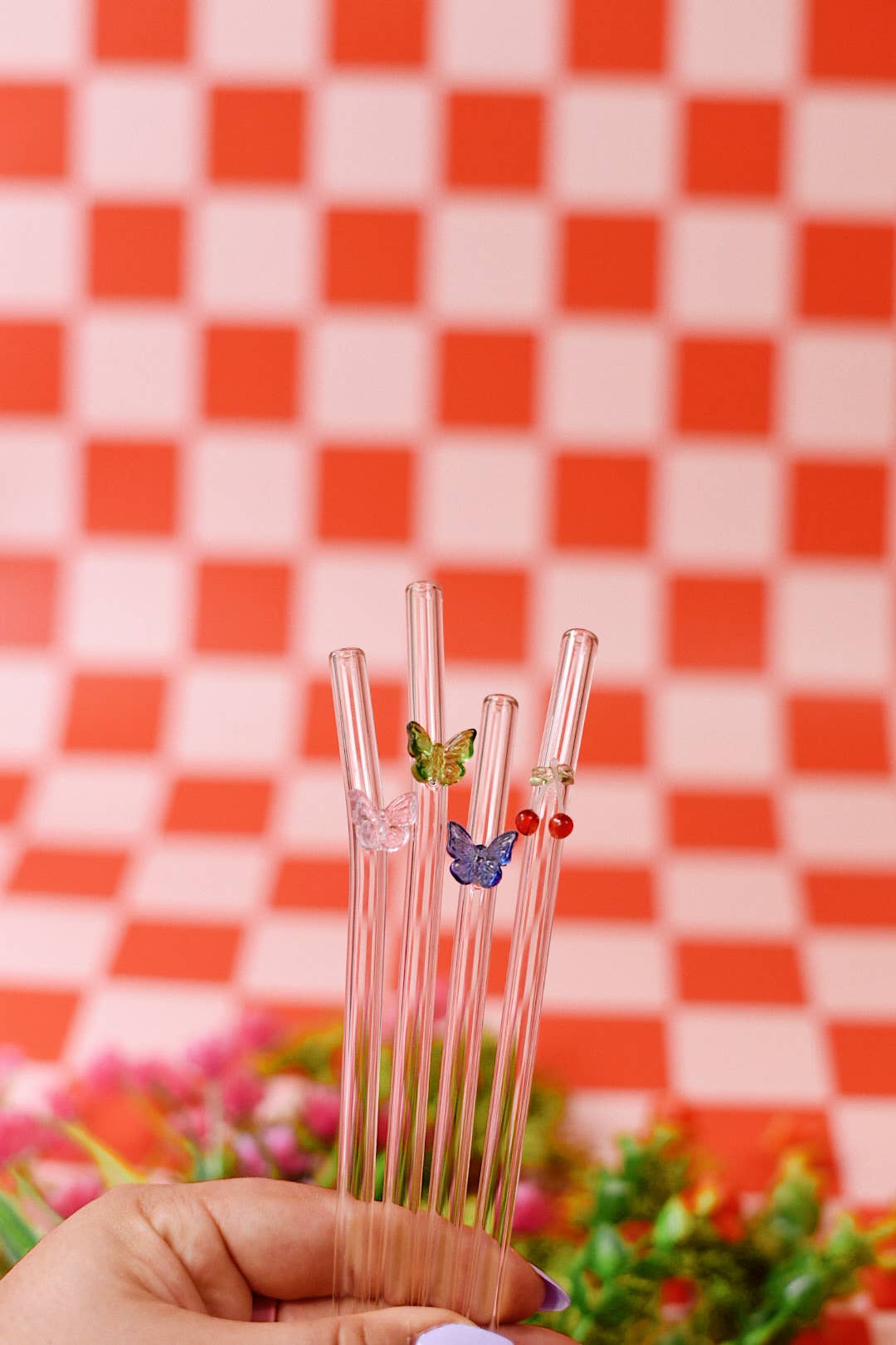 Cherry Charm Glass Straw