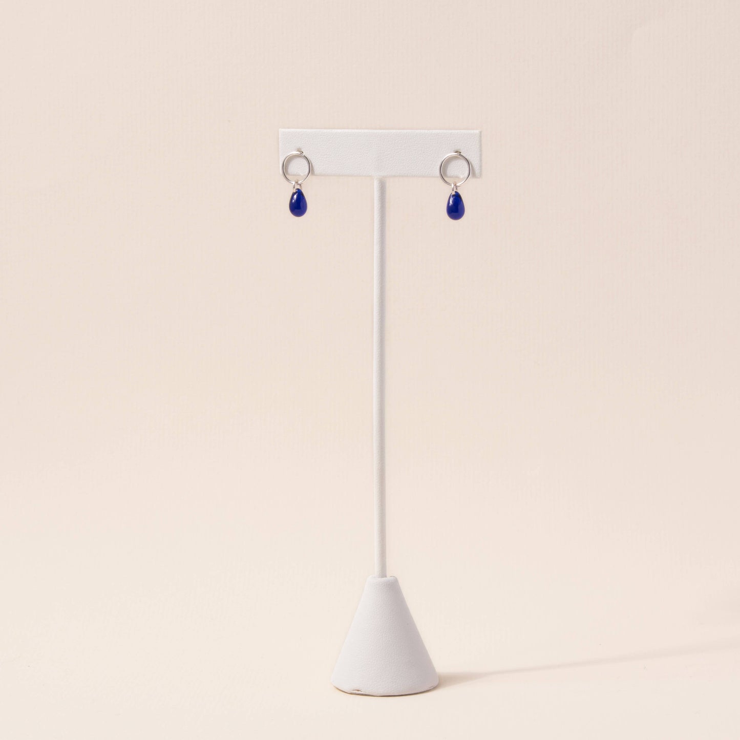 Cobalt Glass Teardrop Stud Earrings | Sterling Silver