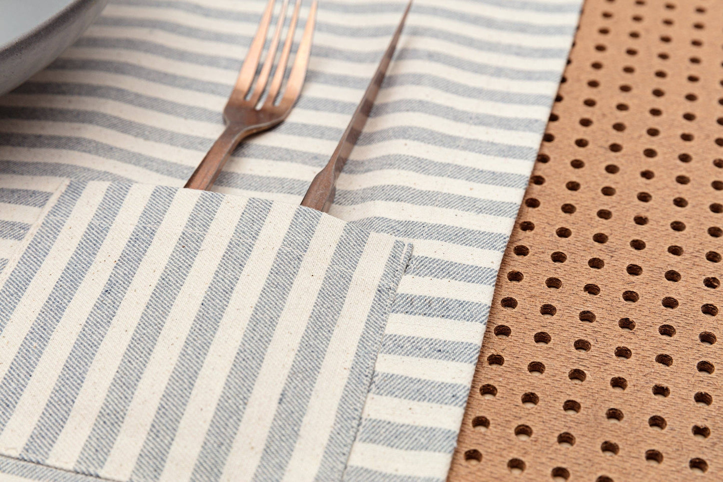 Cloth Placemats with Pocket, Set of 4 - Denim 100% cotton: Denim