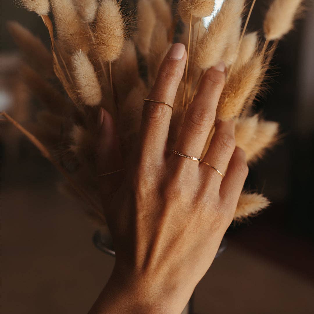 14k Solid Gold Bar Ring: 6