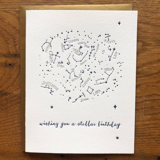 Constellations Birthday Letterpress Card