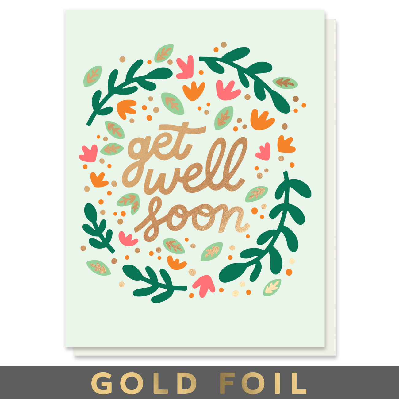 Get Well Wreath Card with Gold Foil