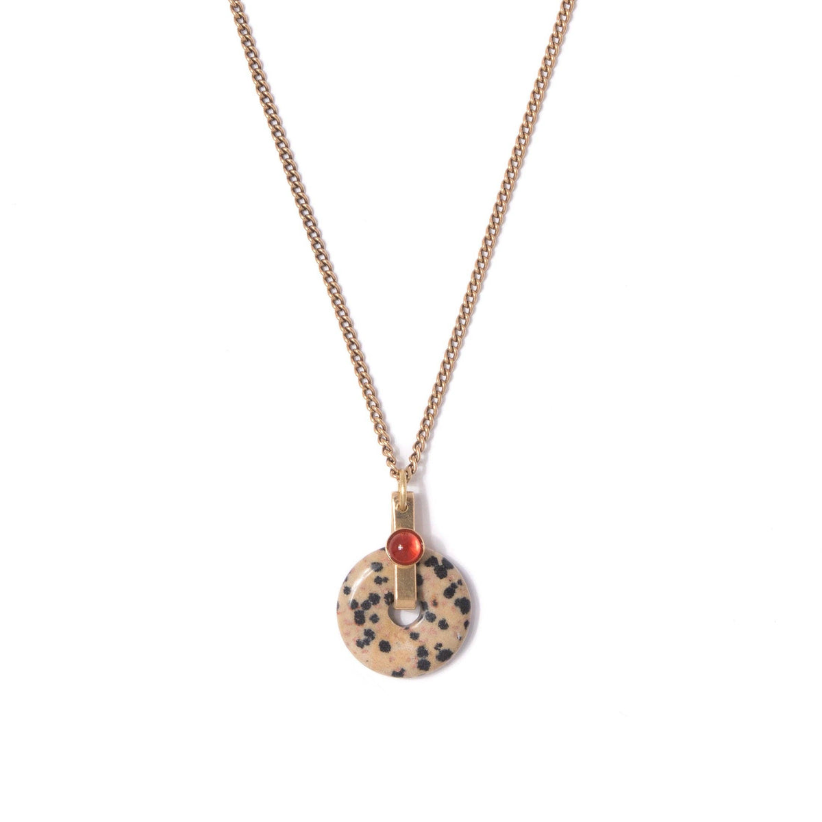 Dalmatian Jasper Donut Pendant Necklace: 18"