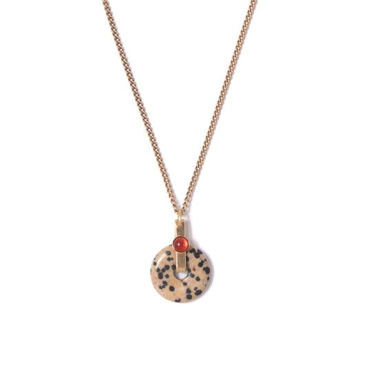 Dalmatian Jasper Donut Pendant Necklace: 18"