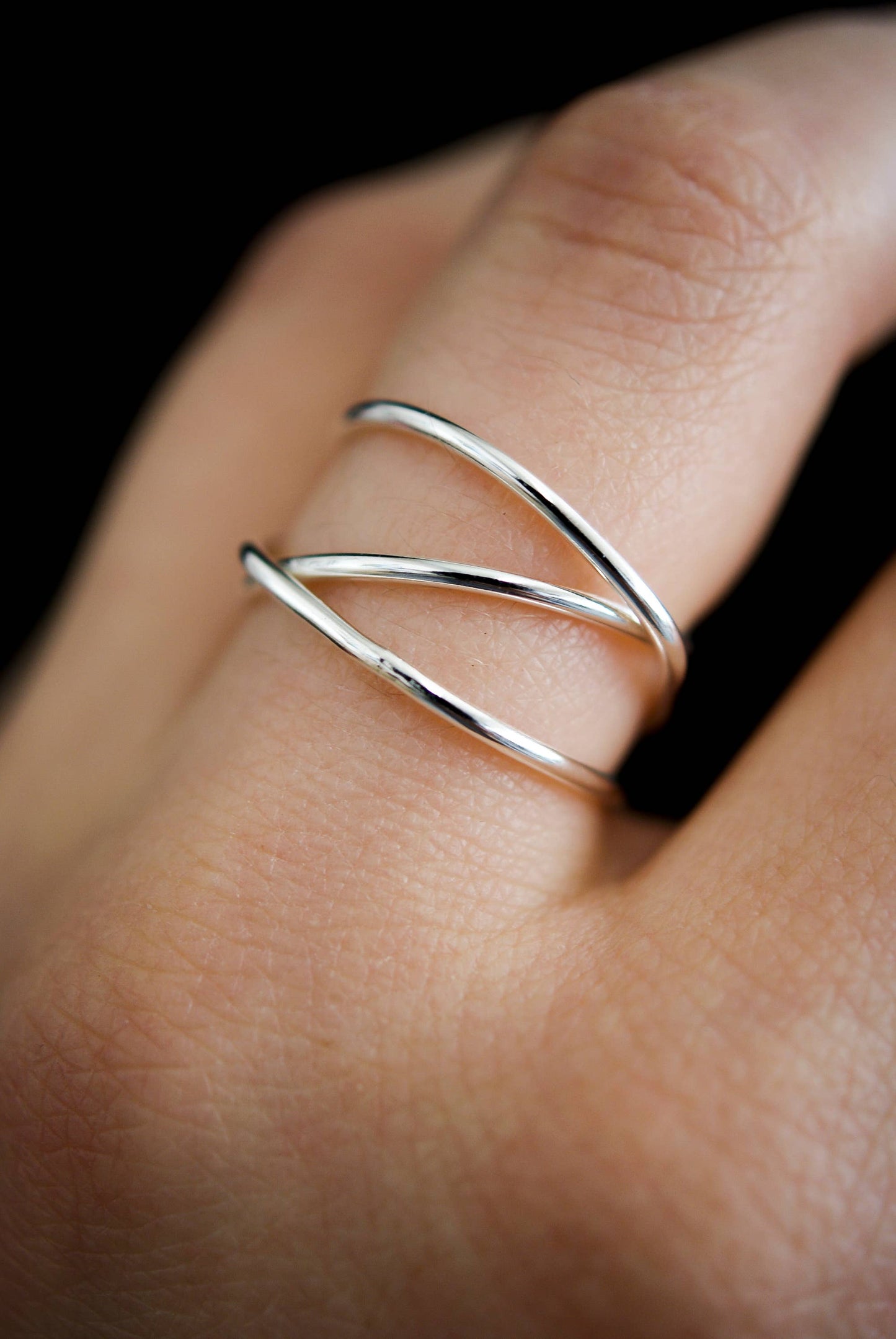 Small Wraparound Ring, Sterling Silver: Smooth / 8 / Thin