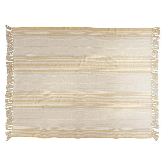 Yellow/White Stripe Woven Recycled Throw