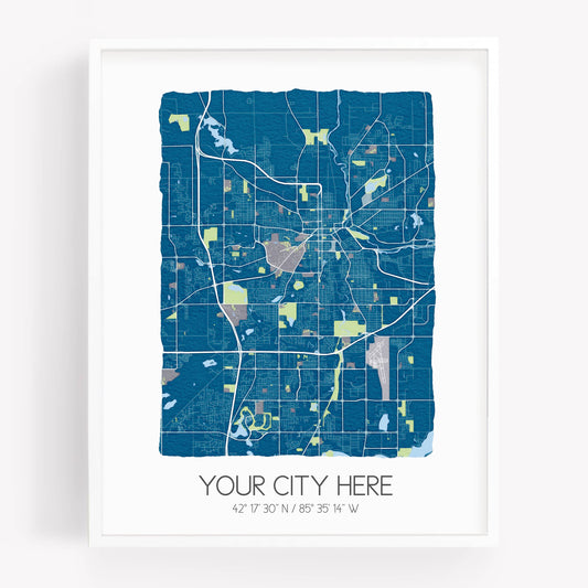 La Mesa City Map Print 11x14 | Blue