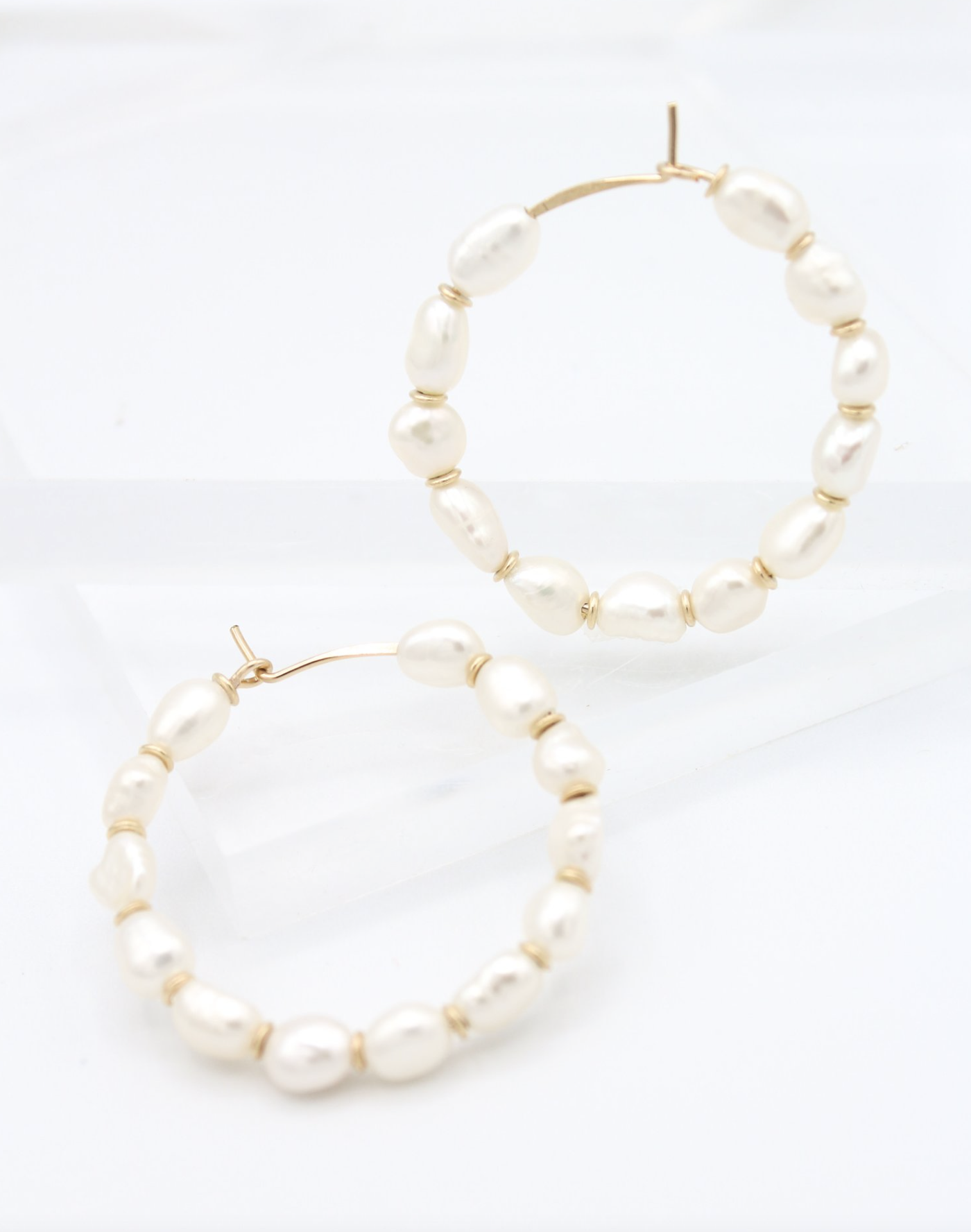 Modern Pearl Hoops