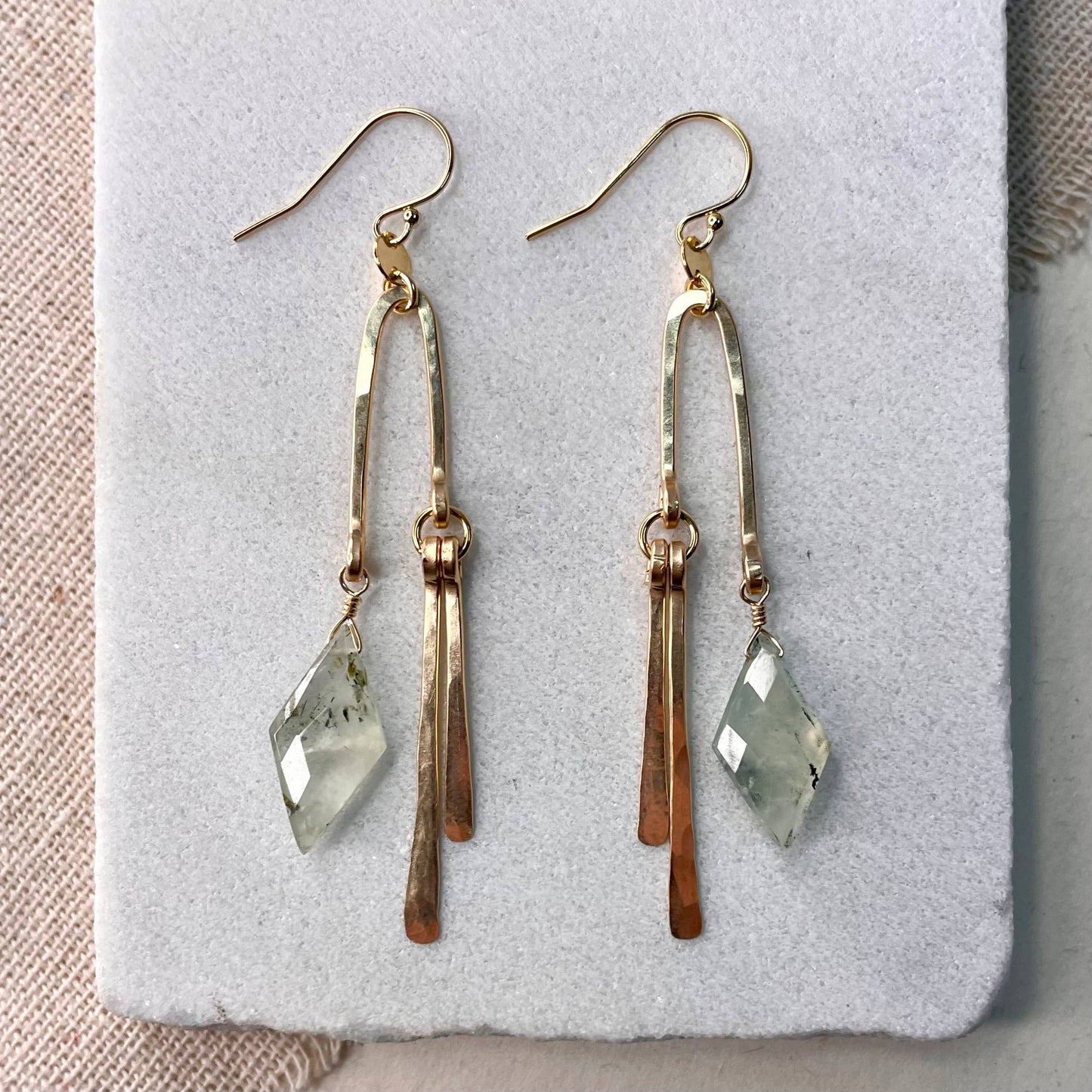 Diamond and Tine Earring: Sterling Silver / Moonstone