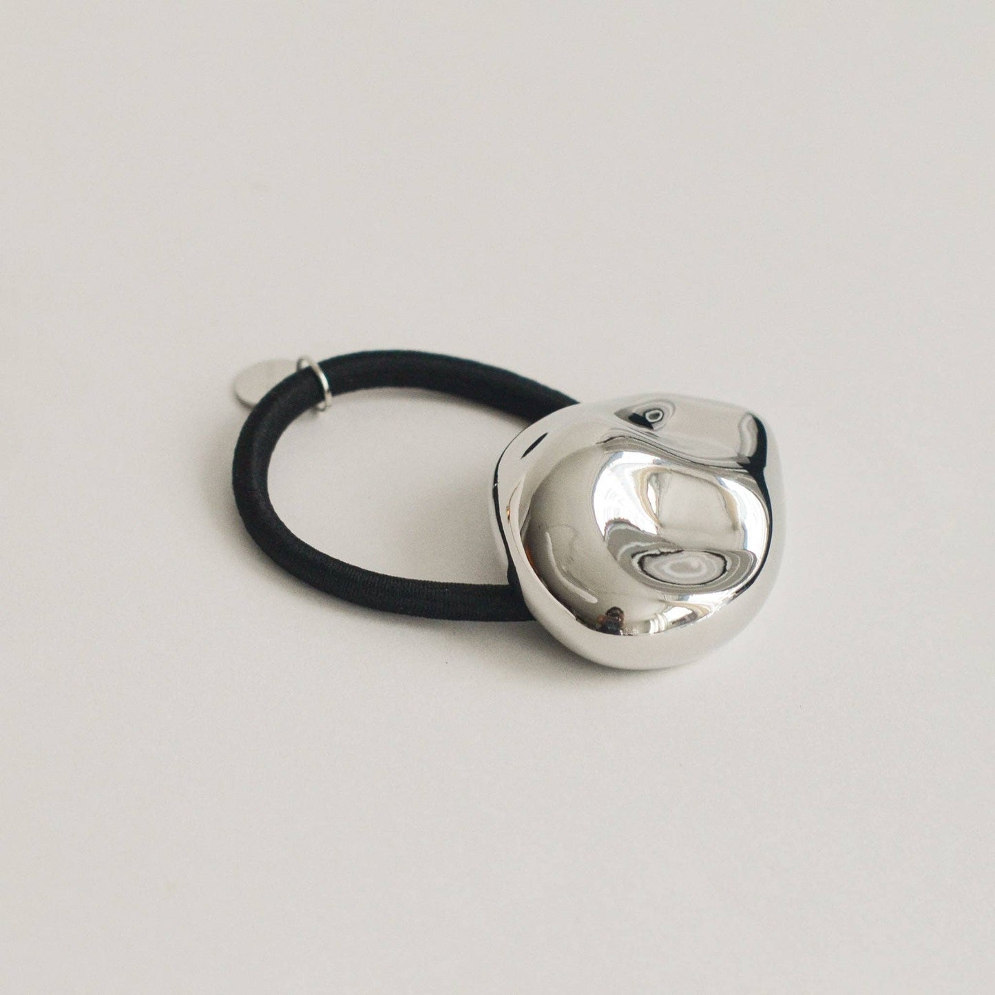 Large Pebble-Shaped Metal Hair Tie | Silver