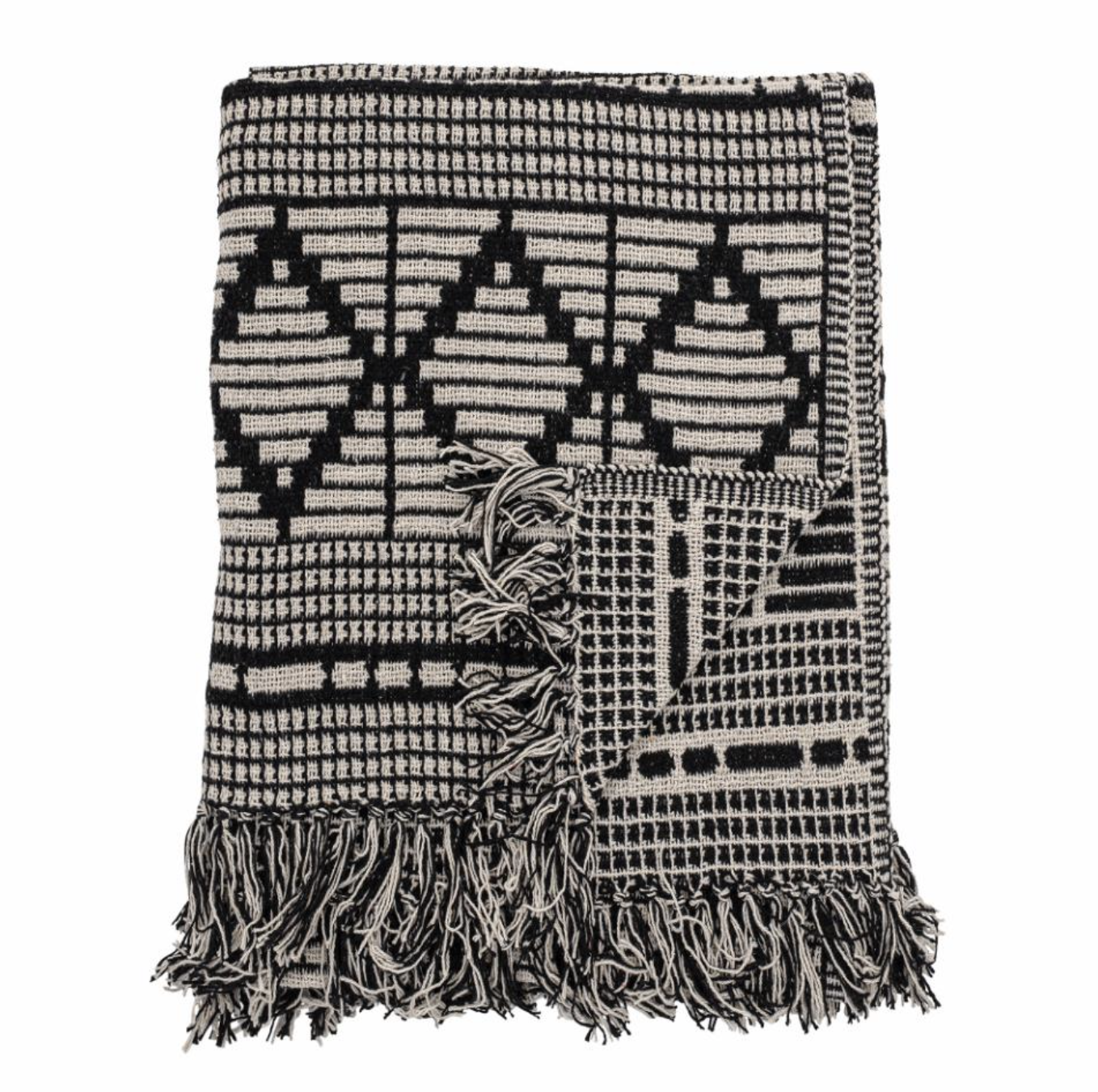 Throw Blanket w Tribal Print and Fringe