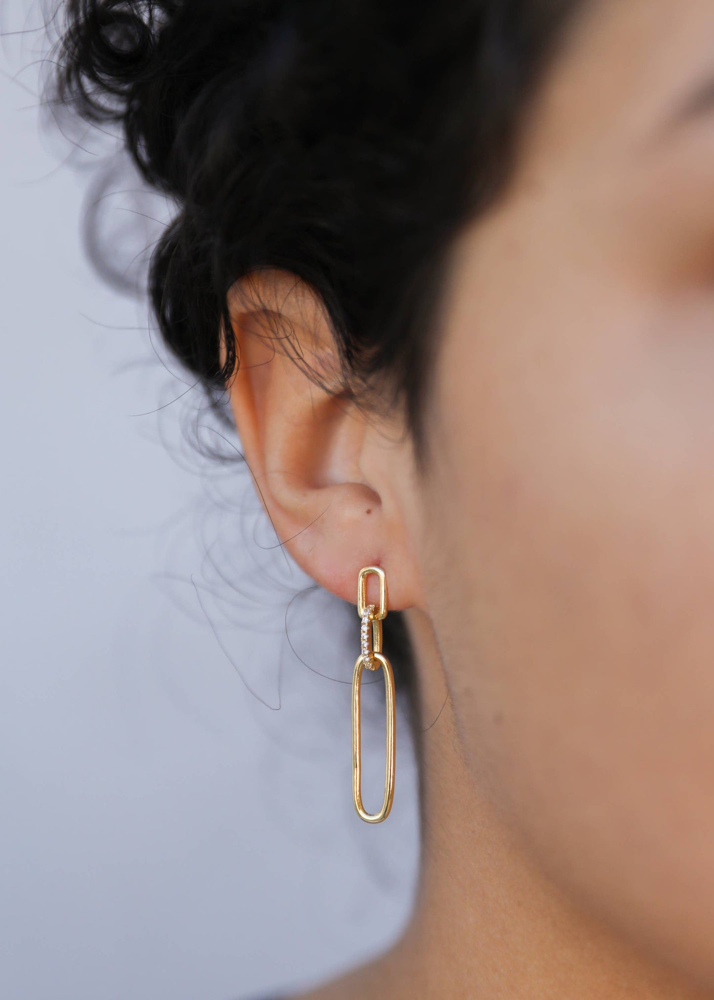 Pave Link Drop - Gold Earrings