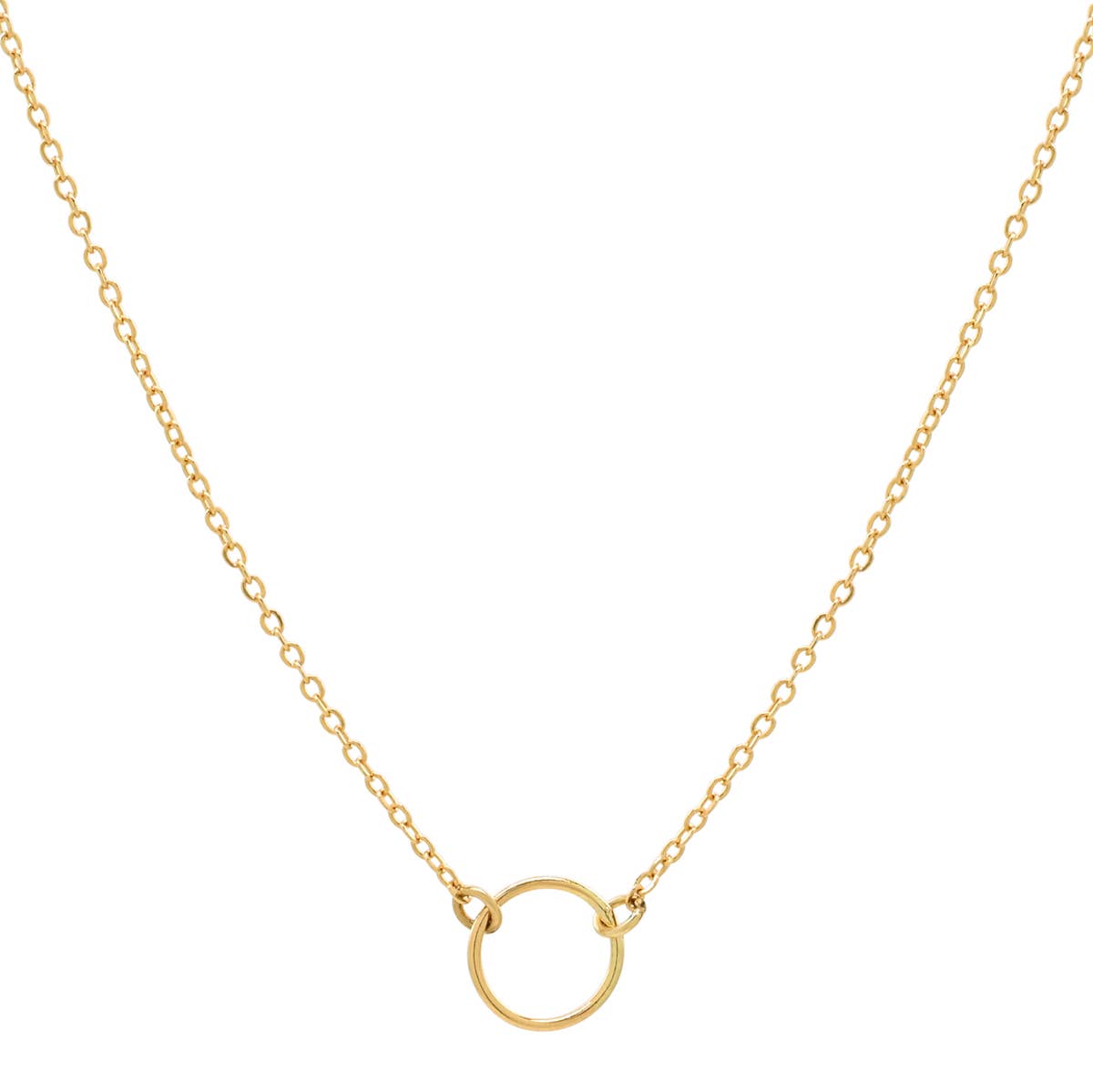 14k Solid Gold Tiny Circle Necklace