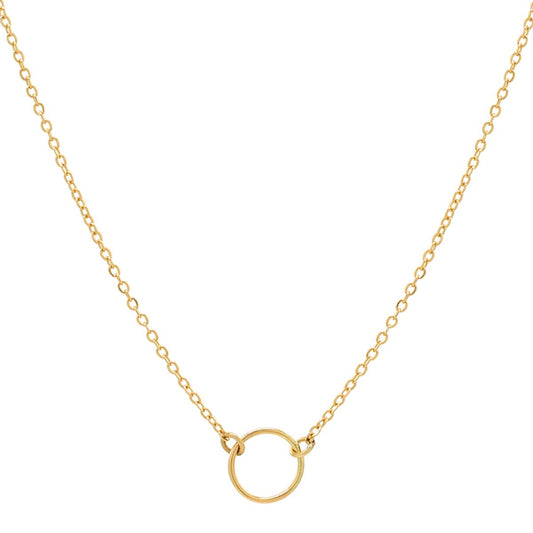 14k Solid Gold Tiny Circle Necklace