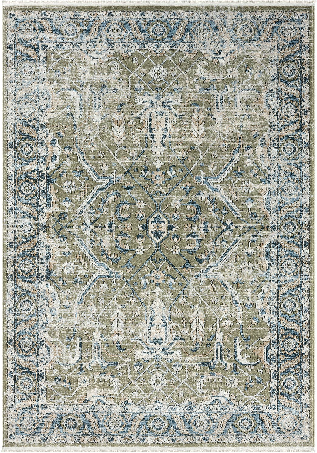 Abani Savoy Vintage Green Blue Area Rug: 6' x 9'