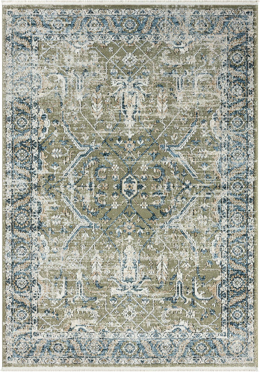 Abani Savoy Vintage Green Blue Area Rug: 6' x 9'