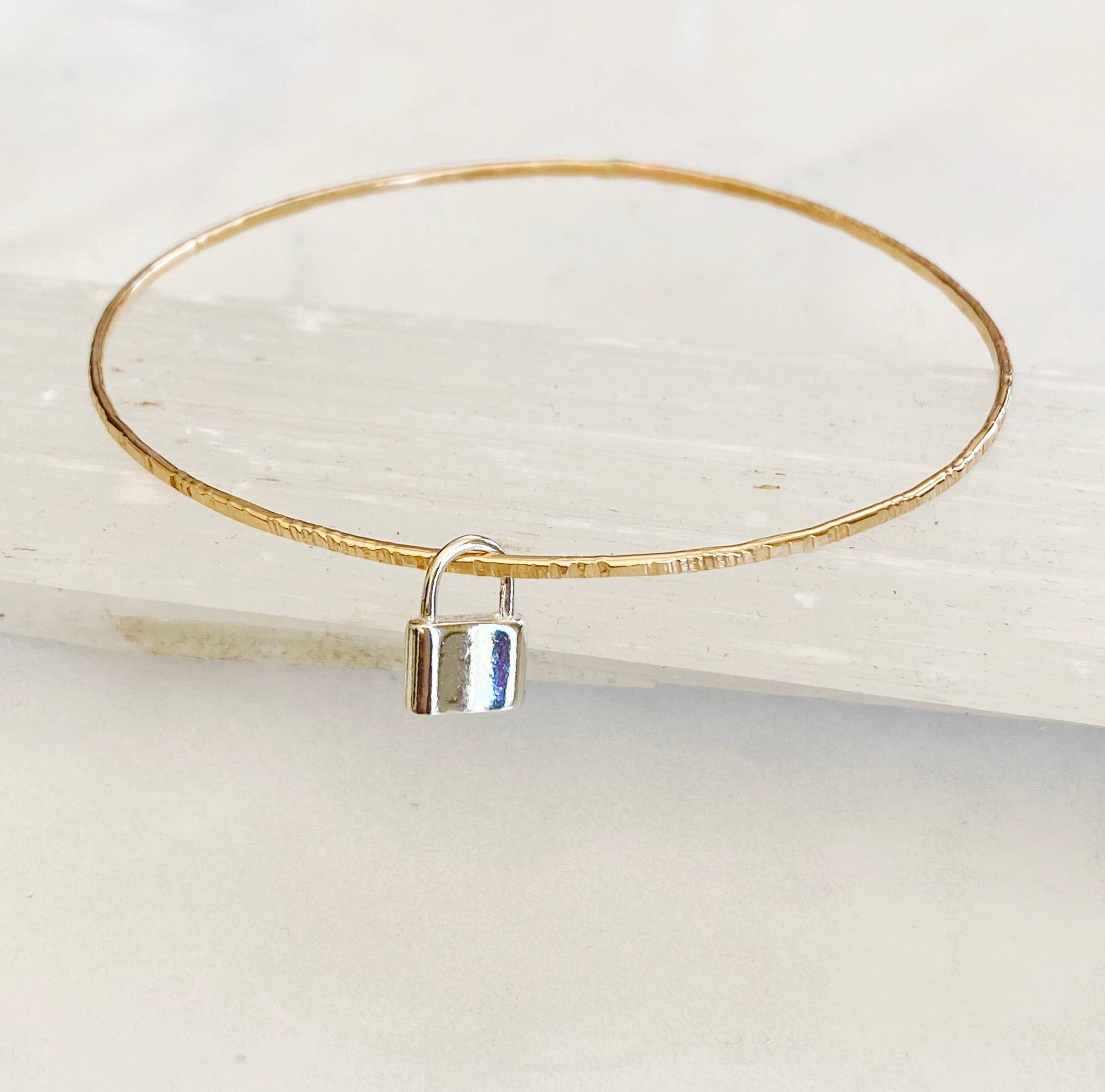 Mixed Metal Lock Bangle – Small Batch