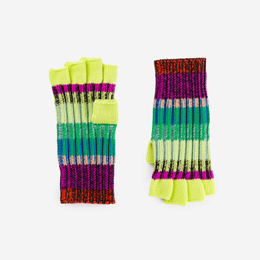 Mosaic Fingerless Gloves | Lime Cobalt