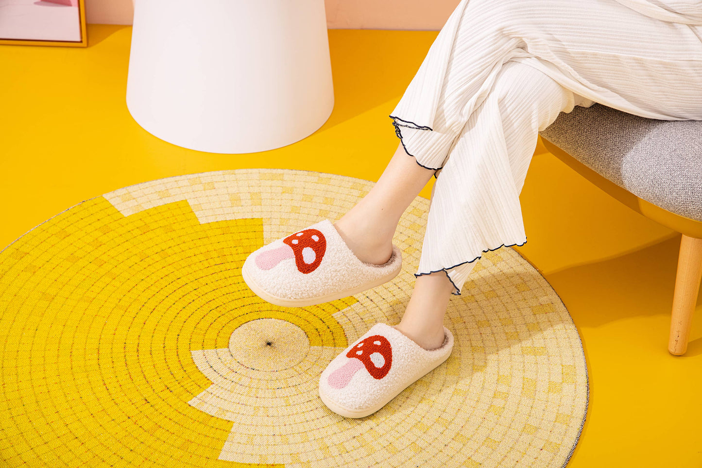 Mushroom Illustrated House Slippers | Small