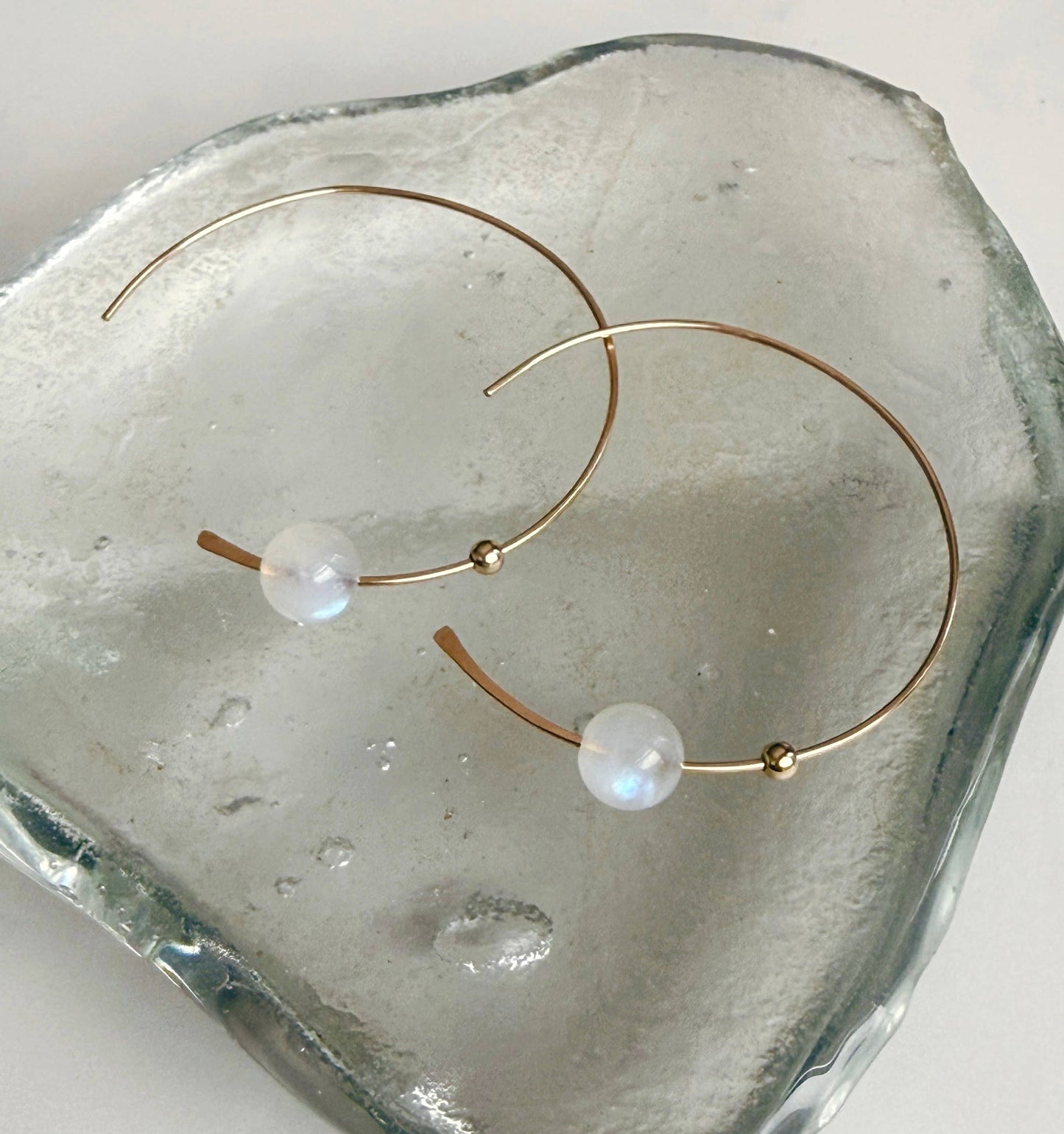 Floating moonstone hoop: Gold Filled
