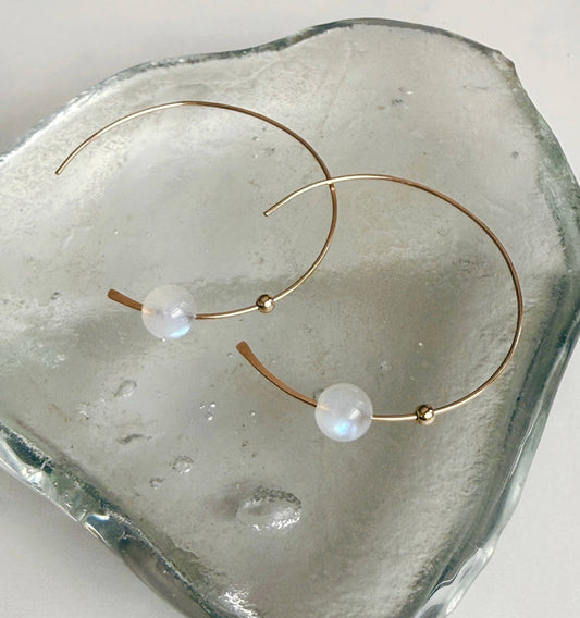 Floating moonstone hoop: Gold Filled