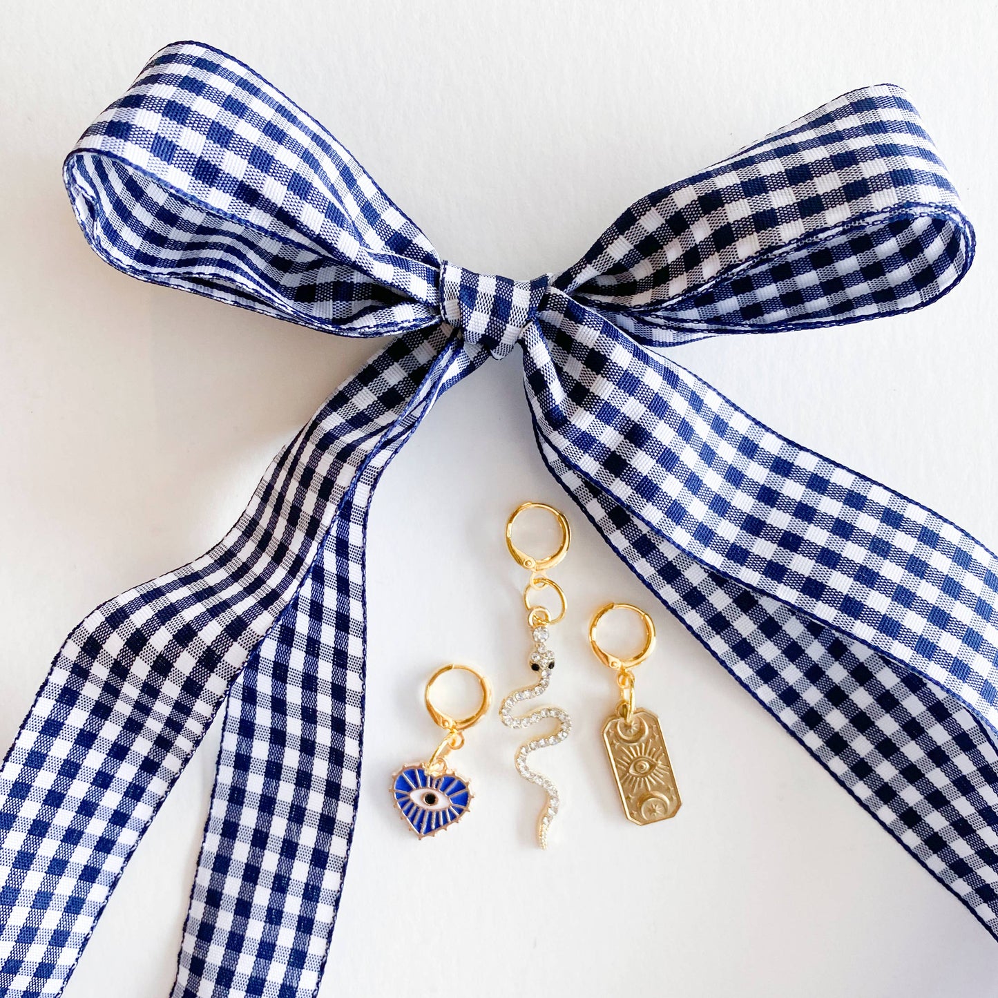 Sneaker Charms and Laces Set | Navy Gingham Laces