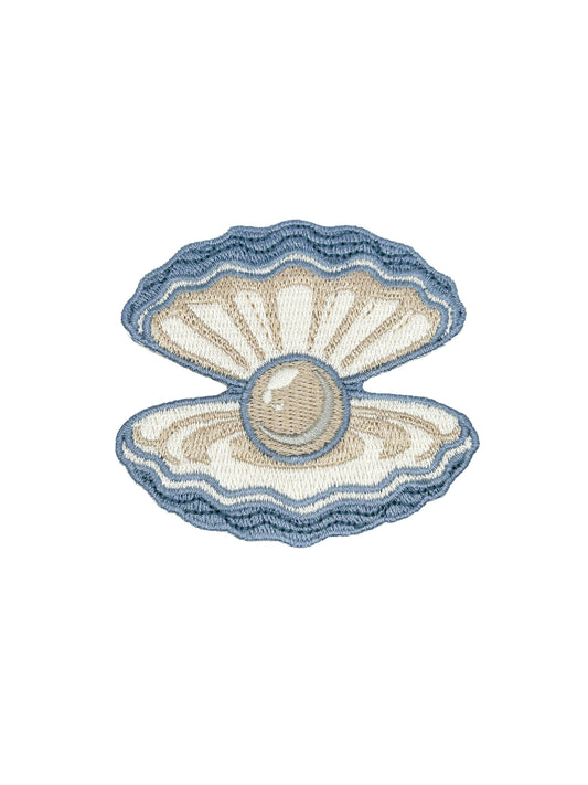 Pearl Oyster Embroidered Patch Coastal Shell Patch Nautical